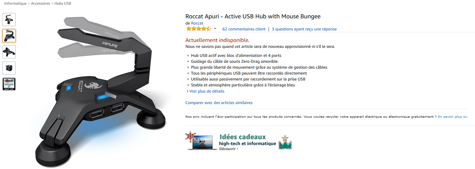 Article de l'apuri usb sur amazon