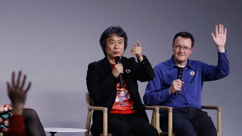 Miyamoto lors de la présentation de Super Mario Run, image d'illustration